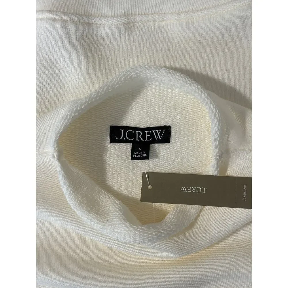 J.Crew Heritage Terry Rollneck Sweatshirt 100% Cotton Top Ivory CC944 Size S NWT